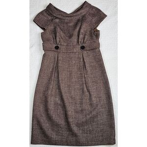 London Times Roll Neck Brown Career Business Dress